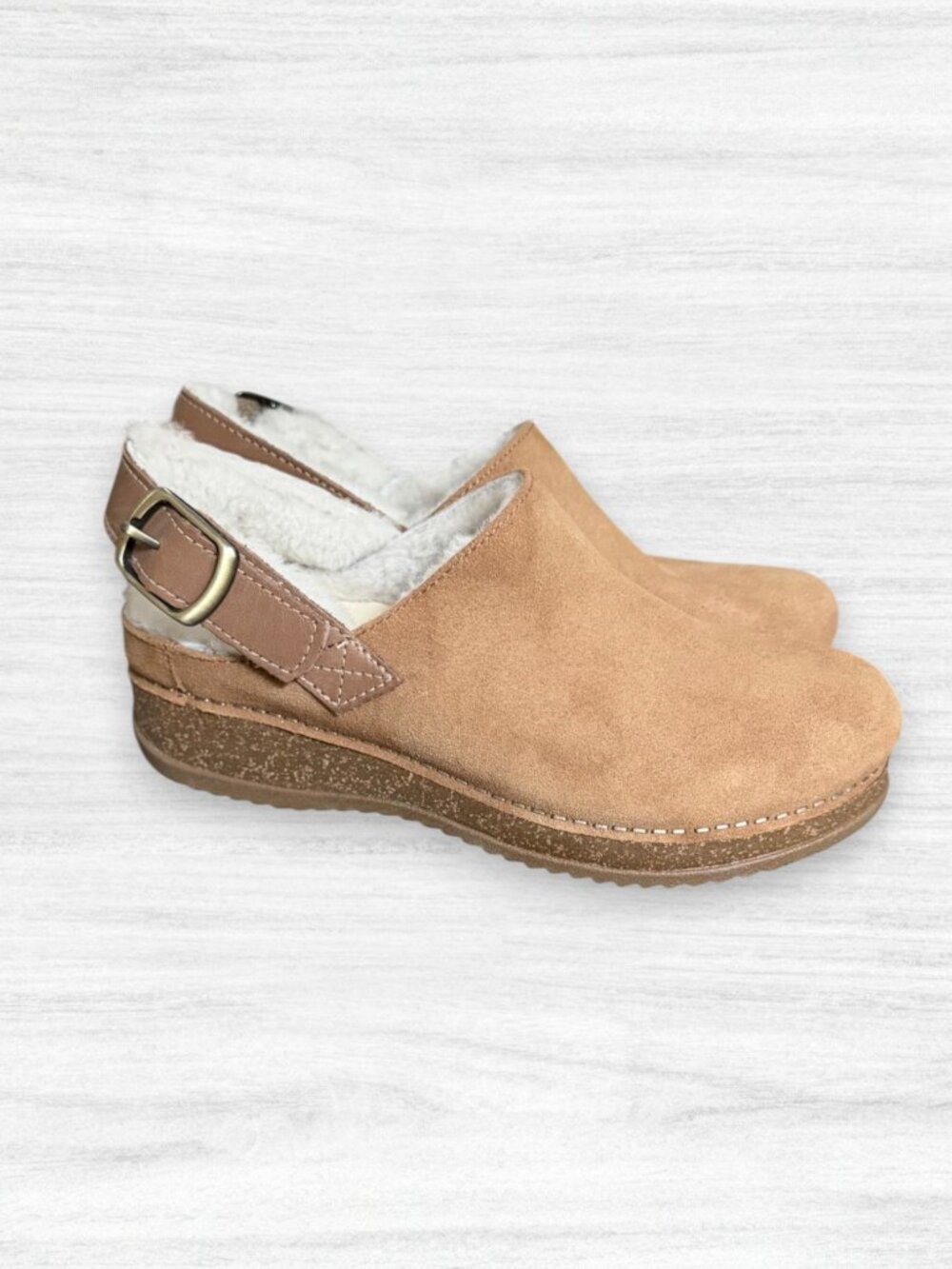 Dansko Merrin Cozy Clogs Tan Beige Suede Shearling Slingback Shoes EU 36 / US 6